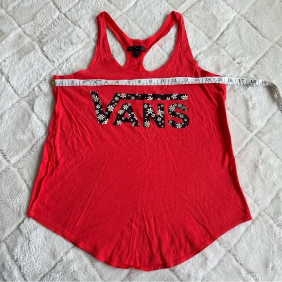 Vans | Red Racerback with Black Floral Daisy Logo | Size Extra Small - Picture 8 of 9